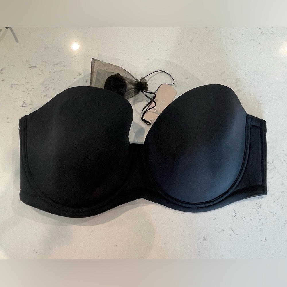 DELMIRA Black Strapless Bra with Straps Silicone Grip Size 44E